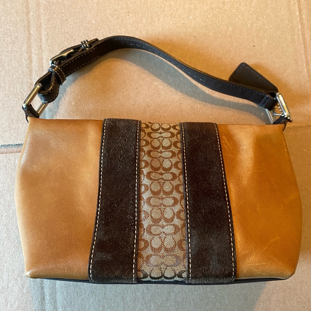 Small brown leather coach purse